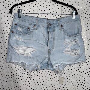 Levi's Light Blue Distressed Jean Shorts